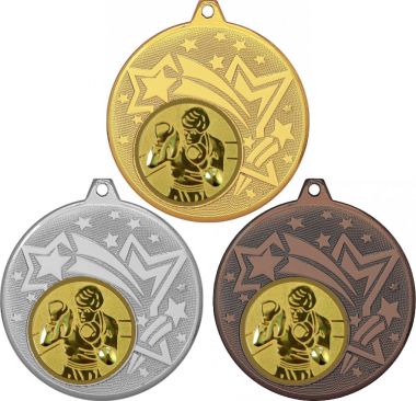 Комплект медалей №18-27 (Бокс, диаметр 45 мм (Три медали плюс три жетона для вклейки) Место для вставок: обратная сторона диаметр 39 мм)