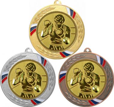 Комплект медалей №18-1285 (Бокс, диаметр 70 мм (Три медали плюс три жетона для вклейки) Место для вставок: обратная сторона диаметр 60 мм)