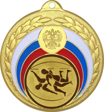 Медаль №19-196 (Борьба, диаметр 50 мм (Медаль цвет золото плюс жетон для вклейки) Место для вставок: обратная сторона диаметр 45 мм)