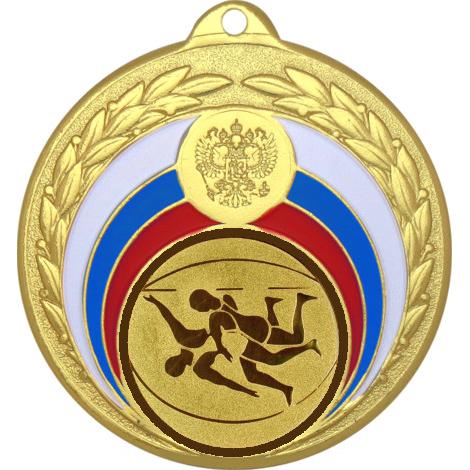 Медаль №19-196 (Борьба, диаметр 50 мм (Медаль цвет золото плюс жетон для вклейки) Место для вставок: обратная сторона диаметр 45 мм)