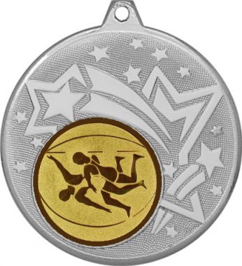 Медаль №19-1274 (Борьба, диаметр 45 мм (Медаль цвет серебро плюс жетон для вклейки) Место для вставок: обратная сторона диаметр 40 мм)