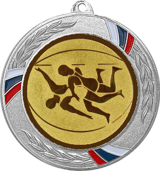 Медаль №19-1285 (Борьба, диаметр 70 мм (Медаль цвет серебро плюс жетон для вклейки) Место для вставок: обратная сторона диаметр 60 мм)