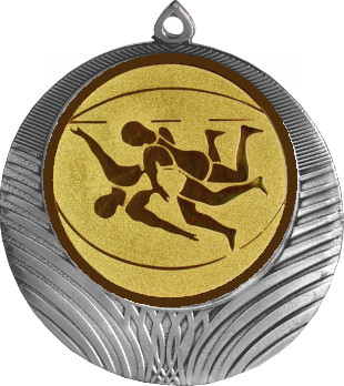 Медаль №19-8 (Борьба, диаметр 70 мм (Медаль цвет серебро плюс жетон для вклейки) Место для вставок: обратная сторона диаметр 64 мм)