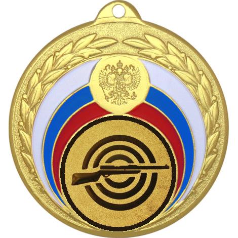 Медаль №2-196 (Пулевая стрельба, диаметр 50 мм (Медаль цвет золото плюс жетон для вклейки) Место для вставок: обратная сторона диаметр 45 мм)