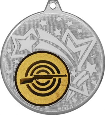 Медаль №2-1274 (Стрельба, диаметр 45 мм (Медаль цвет серебро плюс жетон для вклейки) Место для вставок: обратная сторона диаметр 40 мм)