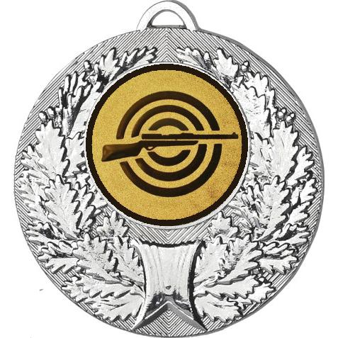 Медаль №2-192 (Стрельба, диаметр 50 мм (Медаль цвет серебро плюс жетон для вклейки) Место для вставок: обратная сторона диаметр 45 мм)