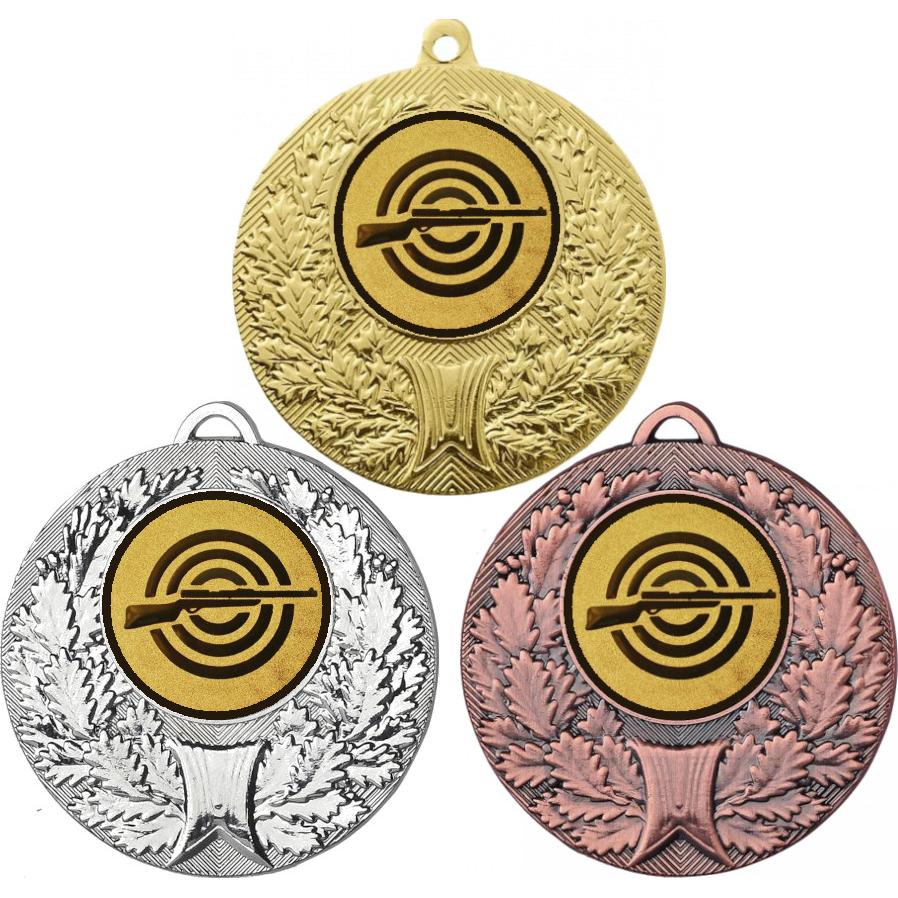 Комплект медалей №2-192 (Стрельба, диаметр 50 мм (Три медали плюс три жетона для вклейки) Место для вставок: обратная сторона диаметр 45 мм)
