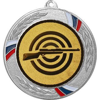 Медаль №2-1285 (Стрельба, диаметр 70 мм (Медаль цвет серебро плюс жетон для вклейки) Место для вставок: обратная сторона диаметр 60 мм)