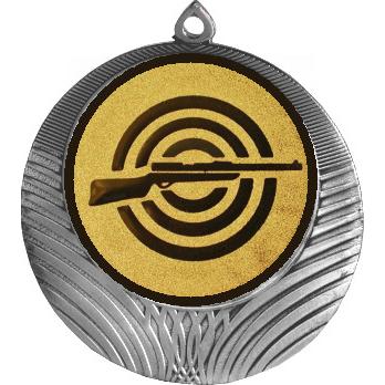 Медаль №2-8 (Стрельба, диаметр 70 мм (Медаль цвет серебро плюс жетон для вклейки) Место для вставок: обратная сторона диаметр 64 мм)