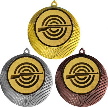 Комплект медалей №2-8 (Стрельба, диаметр 70 мм (Три медали плюс три жетона для вклейки) Место для вставок: обратная сторона диаметр 64 мм)