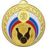 Медаль №20-196 (Боулинг, диаметр 50 мм (Медаль цвет золото плюс жетон для вклейки) Место для вставок: обратная сторона диаметр 45 мм)