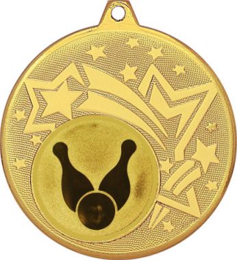 Медаль №20-1274 (Боулинг, диаметр 45 мм (Медаль цвет золото плюс жетон для вклейки) Место для вставок: обратная сторона диаметр 40 мм)