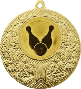 Медаль №20-192 (Боулинг, диаметр 50 мм (Медаль цвет золото плюс жетон для вклейки) Место для вставок: обратная сторона диаметр 45 мм)