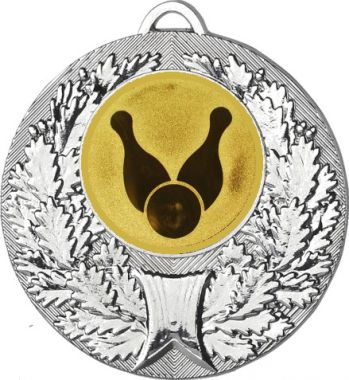 Медаль №20-192 (Боулинг, диаметр 50 мм (Медаль цвет серебро плюс жетон для вклейки) Место для вставок: обратная сторона диаметр 45 мм)