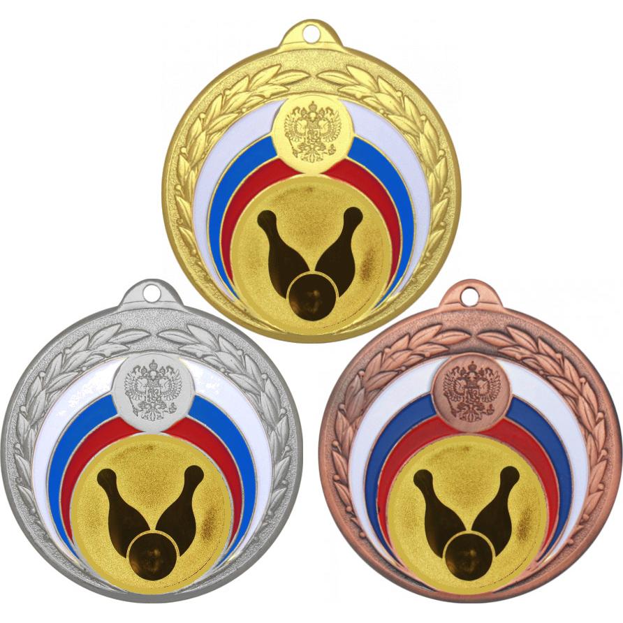 Комплект медалей №20-196 (Боулинг, диаметр 50 мм (Три медали плюс три жетона для вклейки) Место для вставок: обратная сторона диаметр 45 мм)