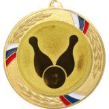 Медаль №20-1285 (Боулинг, диаметр 70 мм (Медаль цвет золото плюс жетон для вклейки) Место для вставок: обратная сторона диаметр 60 мм)