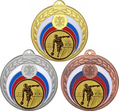 Комплект медалей №21-196 (Боулинг, диаметр 50 мм (Три медали плюс три жетона для вклейки) Место для вставок: обратная сторона диаметр 45 мм)