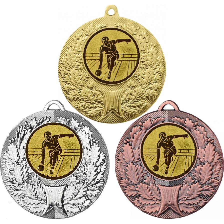 Комплект медалей №21-192 (Боулинг, диаметр 50 мм (Три медали плюс три жетона для вклейки) Место для вставок: обратная сторона диаметр 45 мм)