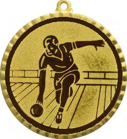 Медаль №21-1302 (Боулинг, диаметр 56 мм (Медаль цвет золото плюс жетон для вклейки) Место для вставок: обратная сторона диаметр 50 мм)