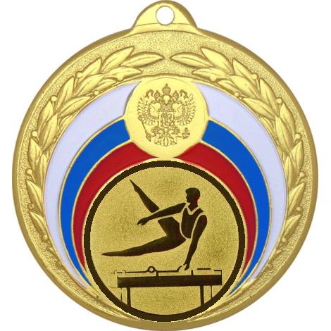 Медаль №22-196 (Спортивная гимнастика, диаметр 50 мм (Медаль цвет золото плюс жетон для вклейки) Место для вставок: обратная сторона диаметр 45 мм)