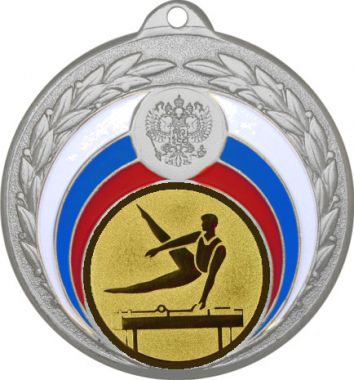 Медаль №22-196 (Гимнастика, диаметр 50 мм (Медаль цвет серебро плюс жетон для вклейки) Место для вставок: обратная сторона диаметр 45 мм)