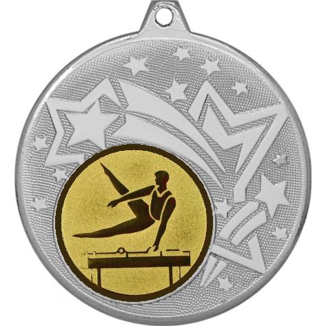 Медаль №22-1274 (Спортивная гимнастика, диаметр 45 мм (Медаль цвет серебро плюс жетон для вклейки) Место для вставок: обратная сторона диаметр 40 мм)