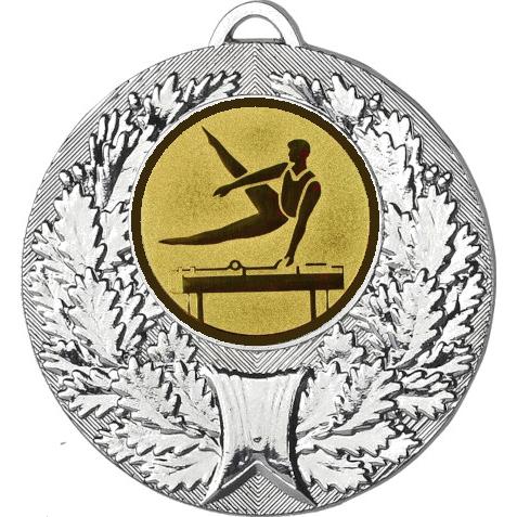 Медаль №22-192 (Спортивная гимнастика, диаметр 50 мм (Медаль цвет серебро плюс жетон для вклейки) Место для вставок: обратная сторона диаметр 45 мм)
