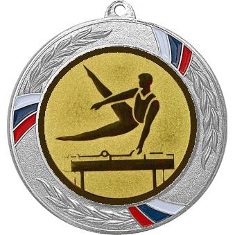 Медаль №22-1285 (Спортивная гимнастика, диаметр 70 мм (Медаль цвет серебро плюс жетон для вклейки) Место для вставок: обратная сторона диаметр 60 мм)