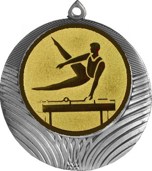 Медаль №22-1302 (Гимнастика, диаметр 56 мм (Медаль цвет серебро плюс жетон для вклейки) Место для вставок: обратная сторона диаметр 50 мм)