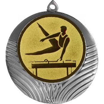 Медаль №22-8 (Спортивная гимнастика, диаметр 70 мм (Медаль цвет серебро плюс жетон для вклейки) Место для вставок: обратная сторона диаметр 64 мм)