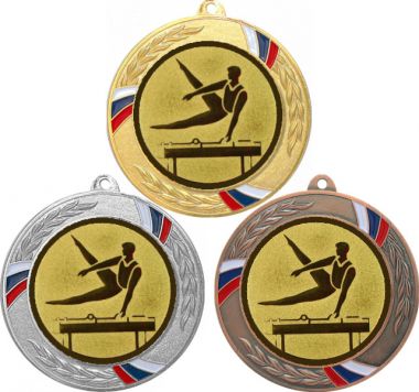 Комплект медалей №22-1285 (Брусья, диаметр 70 мм (Три медали плюс три жетона для вклейки) Место для вставок: обратная сторона диаметр 60 мм)