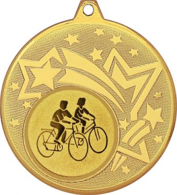 Медаль №23-1274 (Велоспорт, диаметр 45 мм (Медаль цвет золото плюс жетон для вклейки) Место для вставок: обратная сторона диаметр 40 мм)