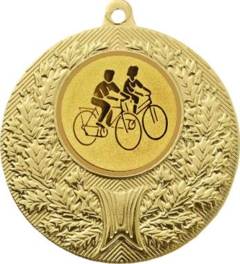 Медаль №23-192 (Велоспорт, диаметр 50 мм (Медаль цвет золото плюс жетон для вклейки) Место для вставок: обратная сторона диаметр 45 мм)