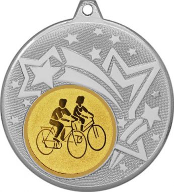 Медаль №23-1274 (Велоспорт, диаметр 45 мм (Медаль цвет серебро плюс жетон для вклейки) Место для вставок: обратная сторона диаметр 40 мм)