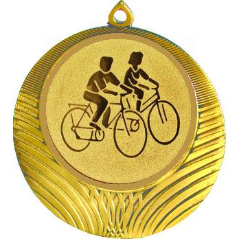 Медаль №23-1302 (Велоспорт, диаметр 56 мм (Медаль цвет золото плюс жетон для вклейки) Место для вставок: обратная сторона диаметр 50 мм)