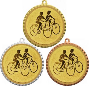 Комплект медалей №23-8 (Велоспорт, диаметр 70 мм (Три медали плюс три жетона для вклейки) Место для вставок: обратная сторона диаметр 64 мм)