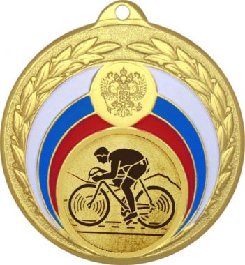Медаль №25-196 (Велоспорт, диаметр 50 мм (Медаль цвет золото плюс жетон для вклейки) Место для вставок: обратная сторона диаметр 45 мм)