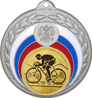 Медаль №25-196 (Велоспорт, диаметр 50 мм (Медаль цвет серебро плюс жетон для вклейки) Место для вставок: обратная сторона диаметр 45 мм)