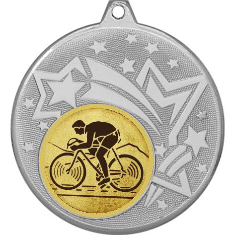 Медаль №25-1274 (Велоспорт, диаметр 45 мм (Медаль цвет серебро плюс жетон для вклейки) Место для вставок: обратная сторона диаметр 40 мм)