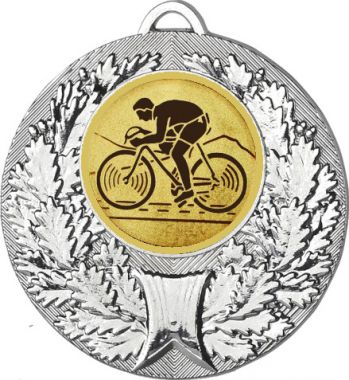 Медаль №25-192 (Велоспорт, диаметр 50 мм (Медаль цвет серебро плюс жетон для вклейки) Место для вставок: обратная сторона диаметр 45 мм)