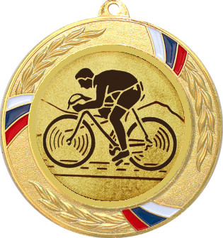 Медаль №25-1285 (Велоспорт, диаметр 70 мм (Медаль цвет золото плюс жетон для вклейки) Место для вставок: обратная сторона диаметр 60 мм)