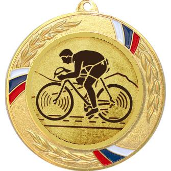 Медаль №25-1285 (Велоспорт, диаметр 70 мм (Медаль цвет золото плюс жетон для вклейки) Место для вставок: обратная сторона диаметр 60 мм)