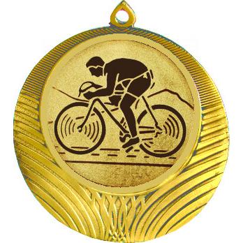 Медаль №25-8 (Велоспорт, диаметр 70 мм (Медаль цвет золото плюс жетон для вклейки) Место для вставок: обратная сторона диаметр 64 мм)