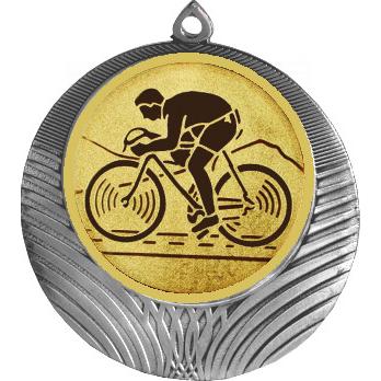 Медаль №25-1302 (Велоспорт, диаметр 56 мм (Медаль цвет серебро плюс жетон для вклейки) Место для вставок: обратная сторона диаметр 50 мм)