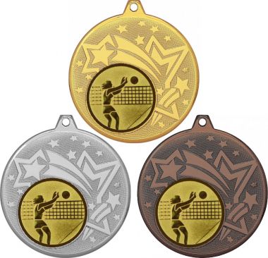 Комплект медалей №26-27 (Волейбол, диаметр 45 мм (Три медали плюс три жетона для вклейки) Место для вставок: обратная сторона диаметр 39 мм)