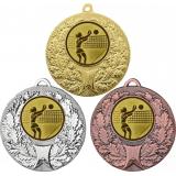 Комплект медалей №26-192 (Волейбол, диаметр 50 мм (Три медали плюс три жетона для вклейки) Место для вставок: обратная сторона диаметр 45 мм)