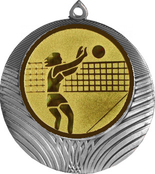 Медаль №26-8 (Волейбол, диаметр 70 мм (Медаль цвет серебро плюс жетон для вклейки) Место для вставок: обратная сторона диаметр 64 мм)
