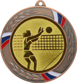 Медаль №26-1285 (Волейбол, диаметр 70 мм (Медаль цвет бронза плюс жетон для вклейки) Место для вставок: обратная сторона диаметр 60 мм)