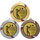Комплект медалей №26-1285 (Волейбол, диаметр 70 мм (Три медали плюс три жетона для вклейки) Место для вставок: обратная сторона диаметр 60 мм)