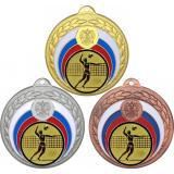 Комплект медалей №27-196 (Волейбол, диаметр 50 мм (Три медали плюс три жетона для вклейки) Место для вставок: обратная сторона диаметр 45 мм)